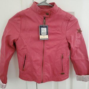 Girls Size 10 Pink (Raspberry) Faux Leather Jacket